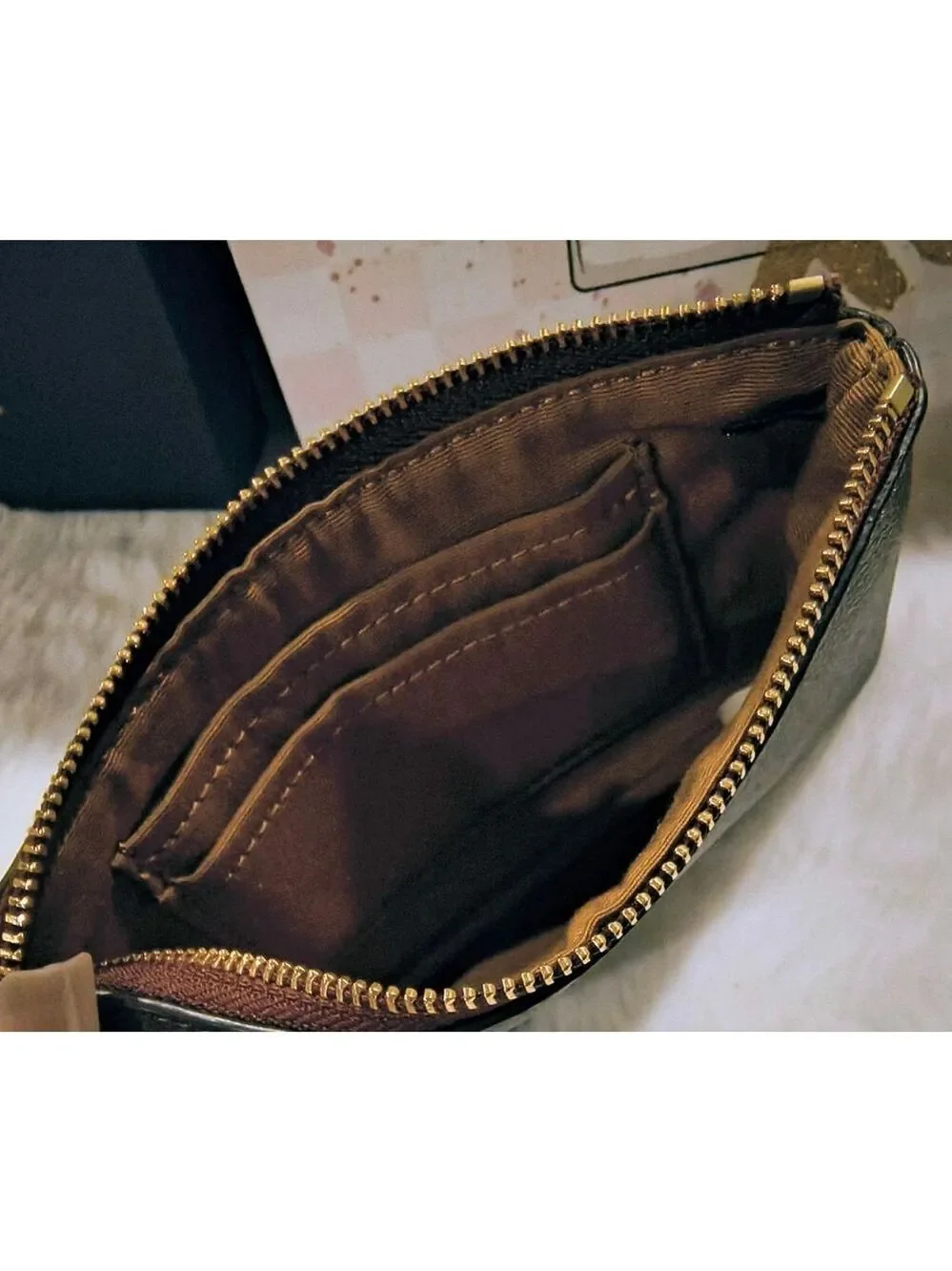 Coach Brown Signature Logo Wristlet